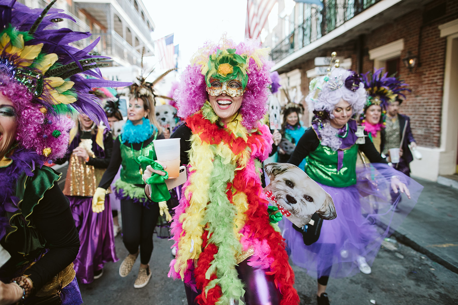 Private investor group in the French Quarter during Mardi Gras, New Orleans
