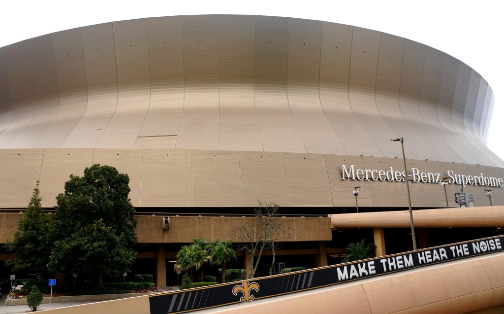 New Orleans, Louisiana, U.S.A - February 4, 2020 - The close view of Superdome on Sugar Bowl Drive