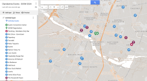 Clandestine's SXSW downtown Google Map