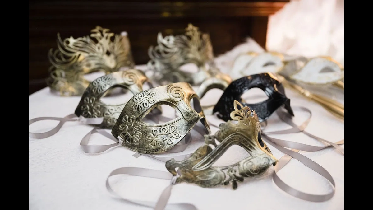 Milestone Birthday on Bourbon Street silver Mardi Gras masks