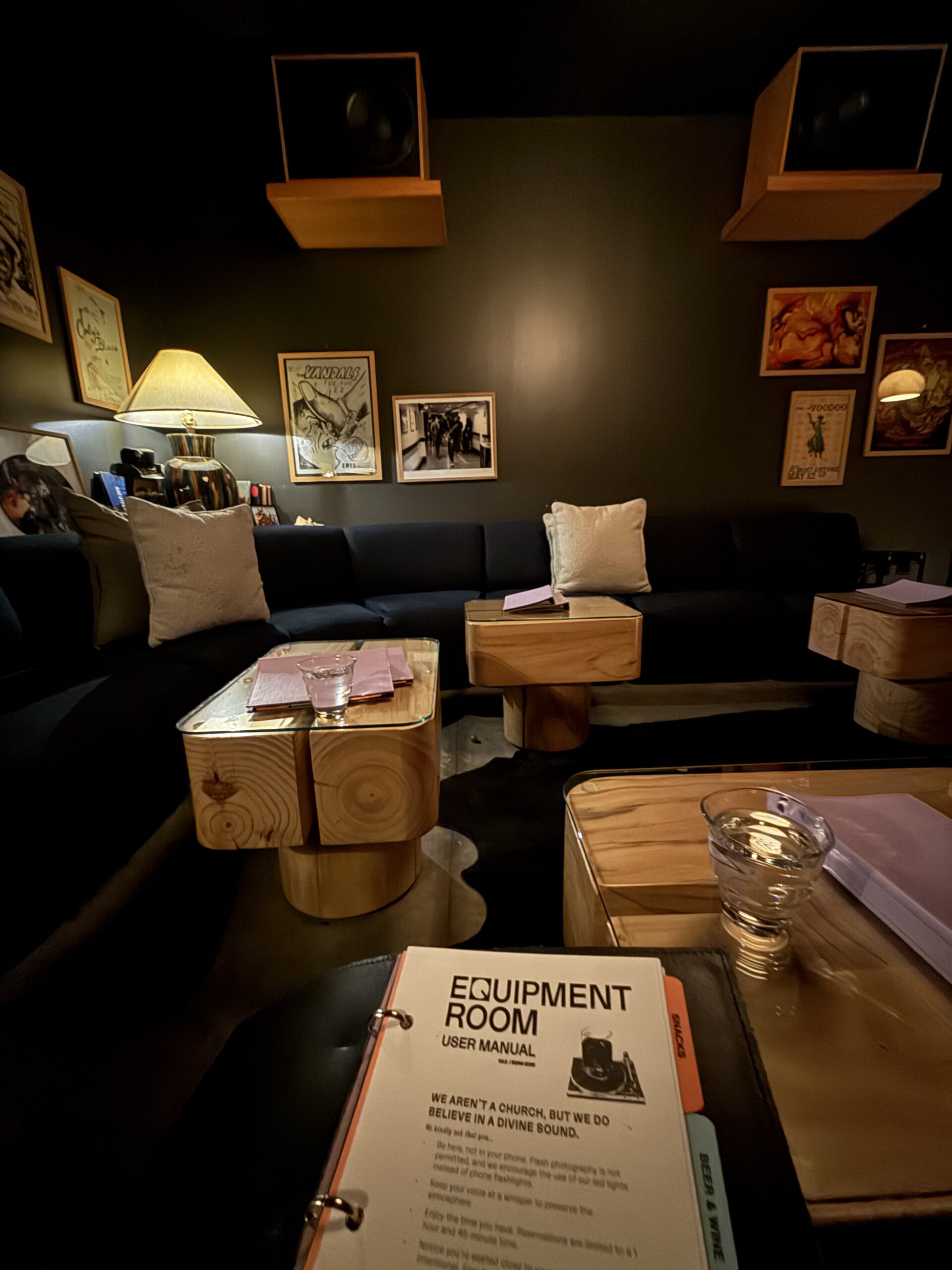 Equipment Room lounge with vintage aesthetic